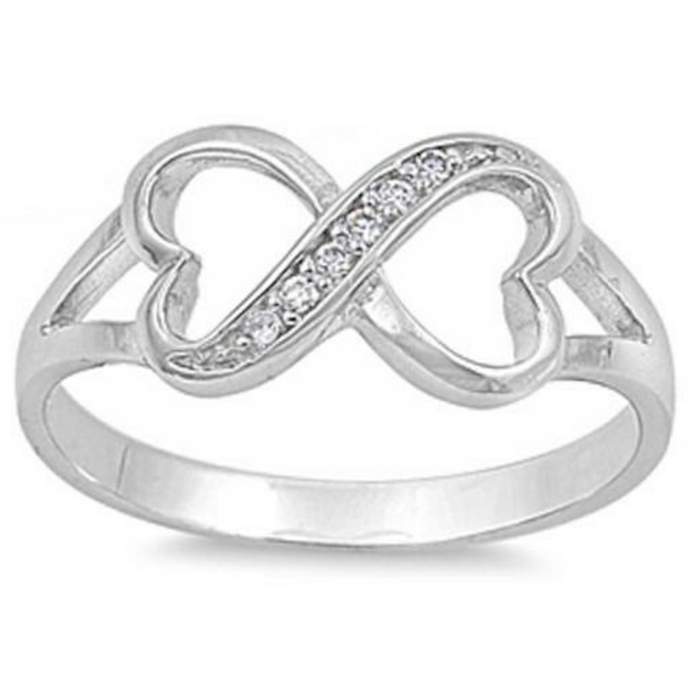 Cz Heart Infinity Symbol .925 Sterling Silver Ring